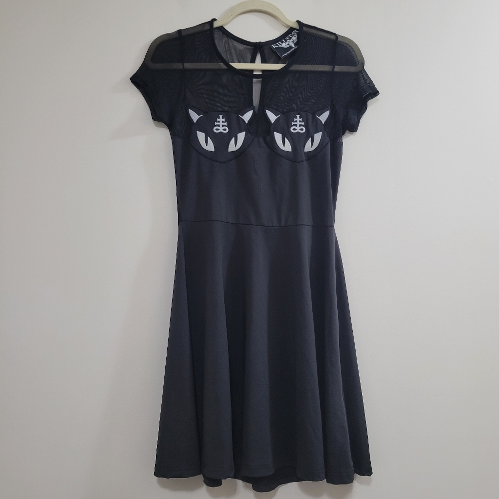 Killstar show me your kitties gothic goth punk mini dress S